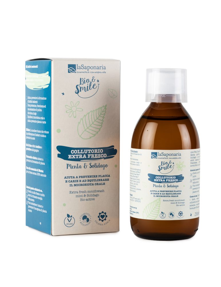 BIO&SMILE: linea oral care - Collutorio Extra Fresco Menta & Solidago - Formato: 250 ml