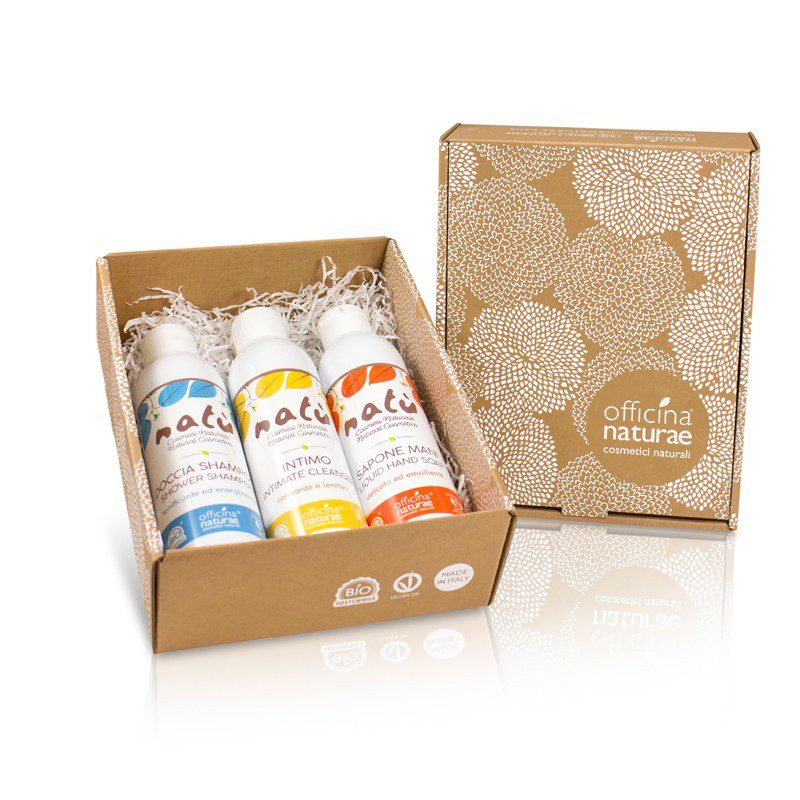 GIFT BOX ECOBIO NATU': shampoo, Intimo e Saponi mani da 200 ml